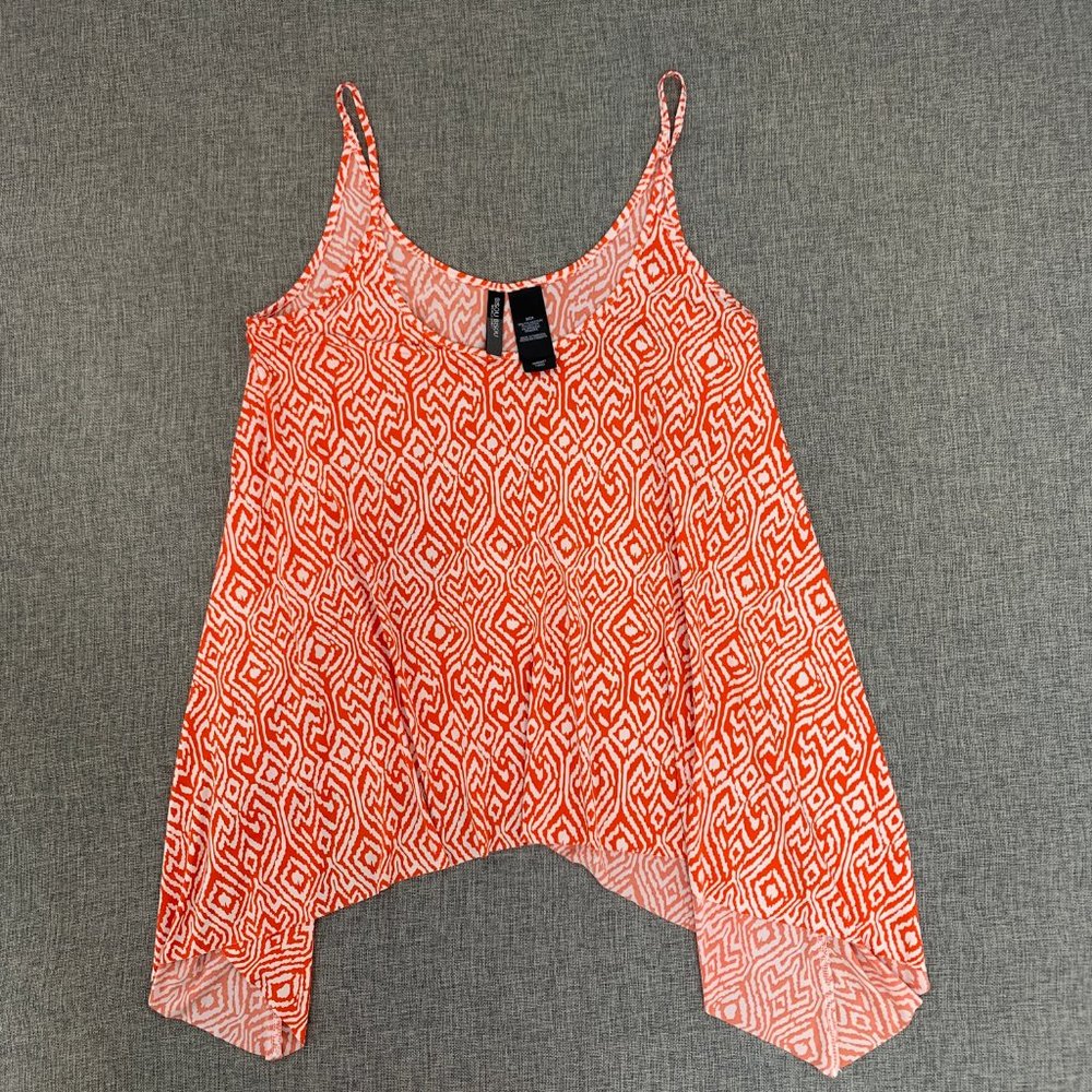 Bisou‎ Bisou Michele Bohot Boho Sleeveless Top Small Shark Bite Bright Orange